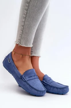 Boto Loafersy Damskie|Mokasyny Damskie Skórzane*Mokasyny Damskie Z Eko Zamszu Niebieskie Rerceria
