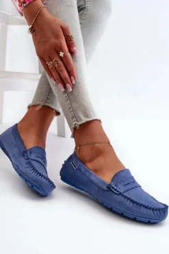 Boto Loafersy Damskie|Mokasyny Damskie Skórzane*Mokasyny Damskie Z Eko Zamszu Niebieskie Rerceria