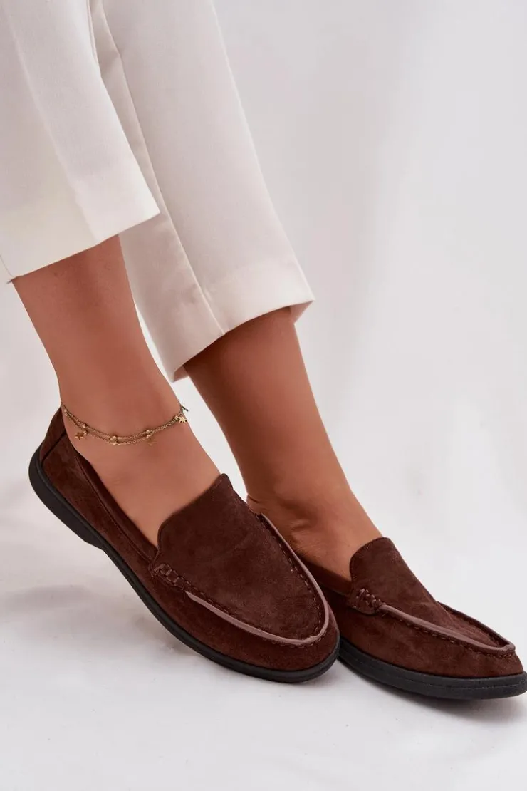 Online Boto Mokasyny Damskie Z Eko Zamszu Czekoladowe Tynara