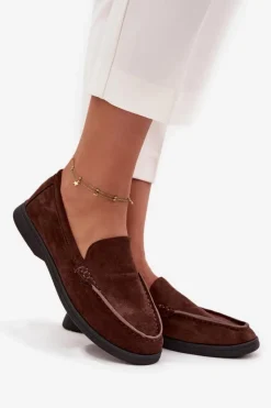 Online Boto Mokasyny Damskie Z Eko Zamszu Czekoladowe Tynara