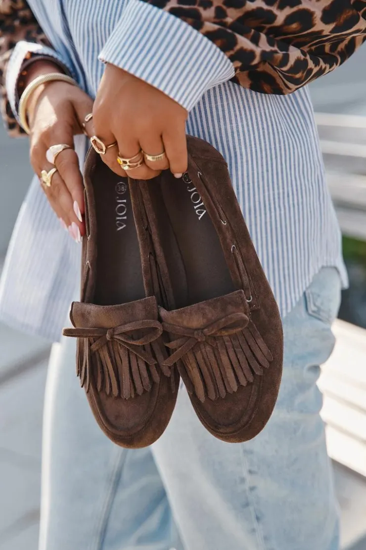 Damskie Boto Mokasyny Damskie Z Frędzlami I Kokardką Ciemnozielone Olivianne