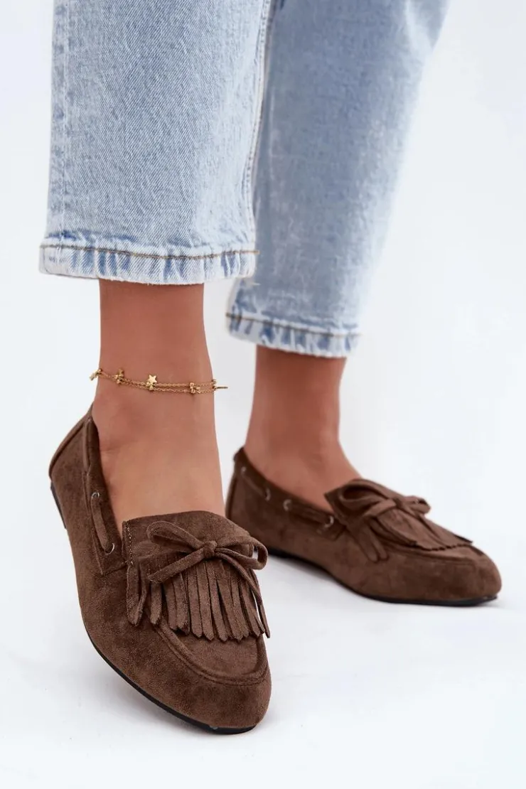 Damskie Boto Mokasyny Damskie Z Frędzlami I Kokardką Ciemnozielone Olivianne