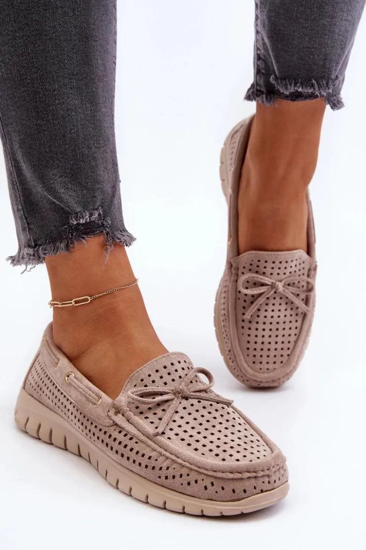 Damskie Buty damskie Vinceza Mokasyny Damskie Z Kokardą Beżowe Reece