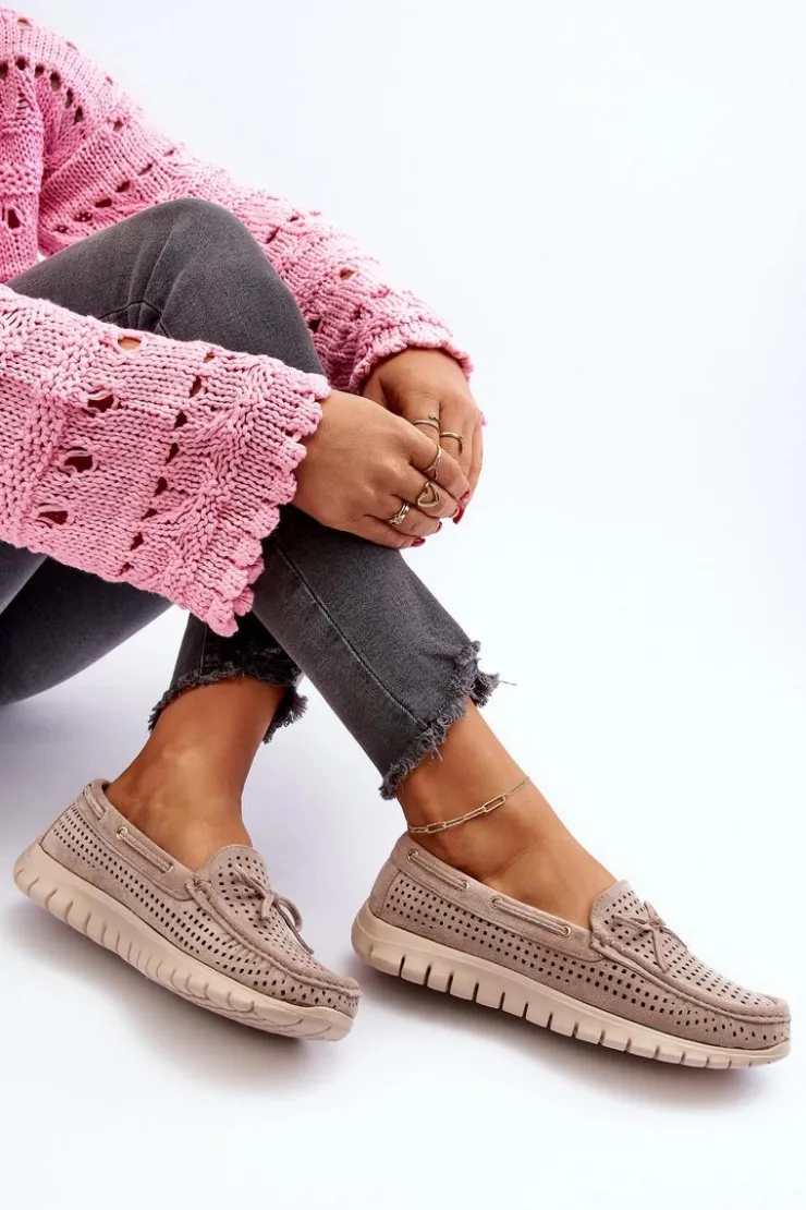 Damskie Buty damskie Vinceza Mokasyny Damskie Z Kokardą Beżowe Reece