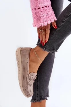 Damskie Buty damskie Vinceza Mokasyny Damskie Z Kokardą Beżowe Reece