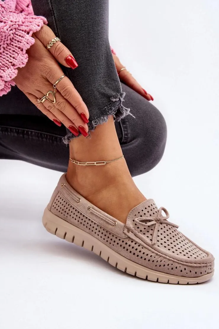 Damskie Buty damskie Vinceza Mokasyny Damskie Z Kokardą Beżowe Reece