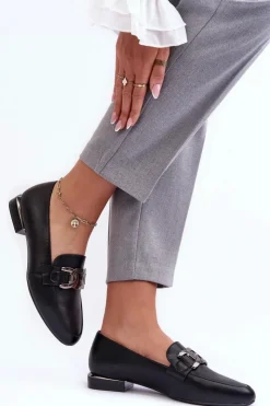 Buty Sergio Leone Mokasyny Damskie Skórzane|Mokasyny Damskie Zamszowe*Mokasyny Damskie Z Ozdobą Czarne Camilena Czarny