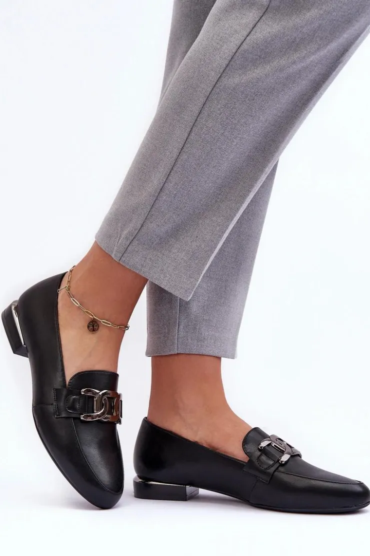 Buty Sergio Leone Mokasyny Damskie Skórzane|Mokasyny Damskie Zamszowe*Mokasyny Damskie Z Ozdobą Czarne Camilena Czarny