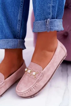 Damskie Damskie buty S.Barski Mokasyny Damskie Z Perełkami Różowe Noell