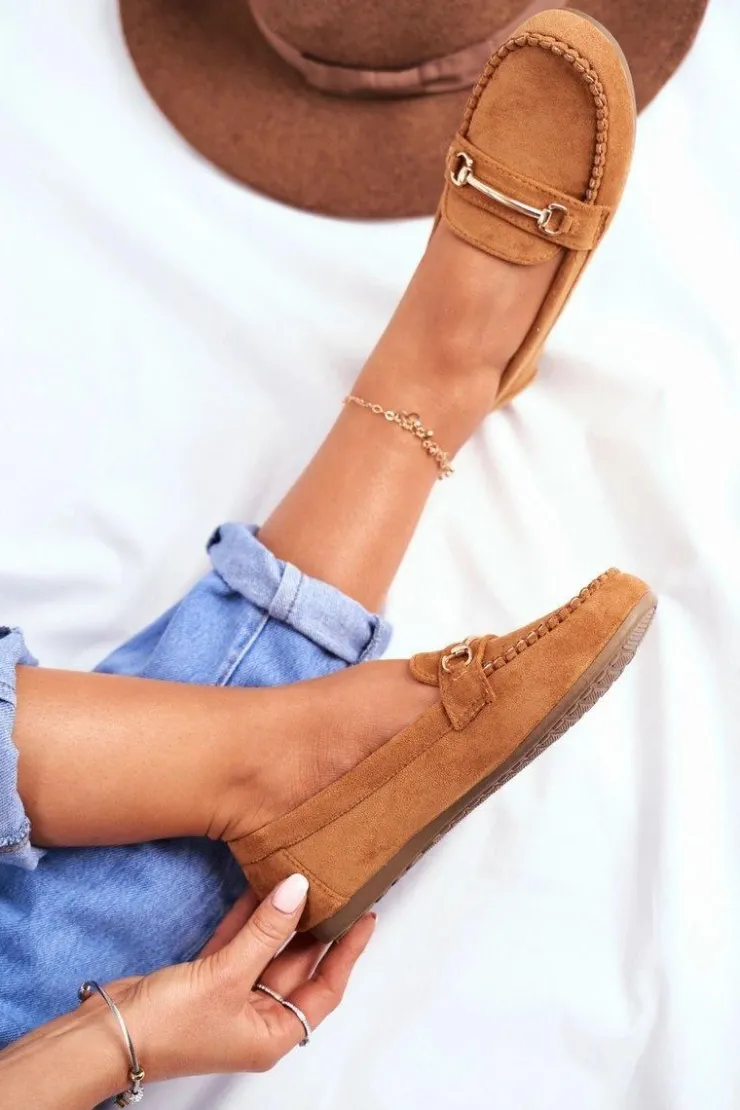 Damskie Boto Mokasyny Damskie Zamszowe Camel Dive