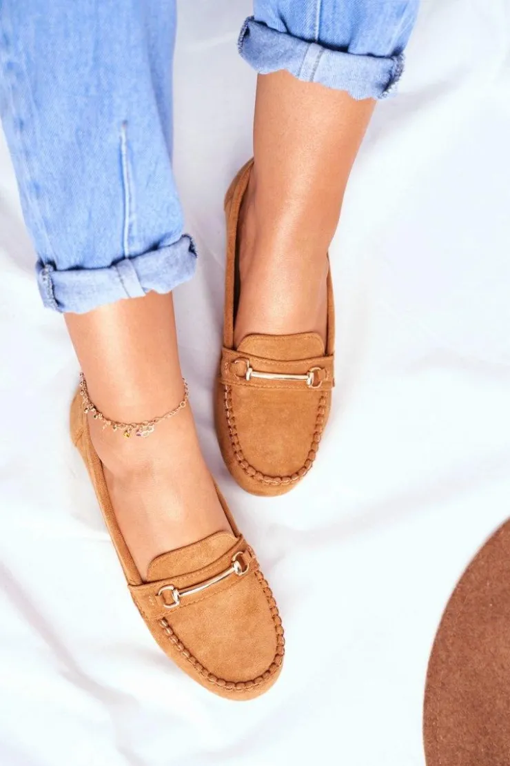 Damskie Boto Mokasyny Damskie Zamszowe Camel Dive