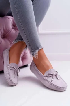 Boto Mokasyny Damskie Zamszowe*Mokasyny Damskie Zamszowe Komfortowe Szare Buggy