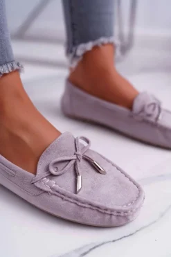 Boto Mokasyny Damskie Zamszowe*Mokasyny Damskie Zamszowe Komfortowe Szare Buggy