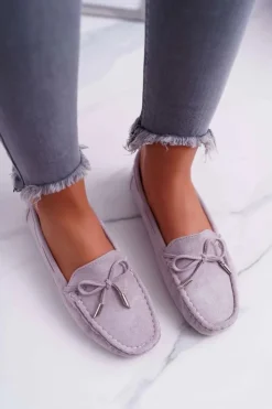 Boto Mokasyny Damskie Zamszowe*Mokasyny Damskie Zamszowe Komfortowe Szare Buggy