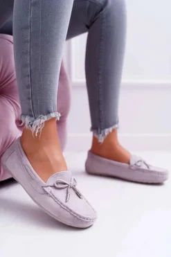 Boto Mokasyny Damskie Zamszowe*Mokasyny Damskie Zamszowe Komfortowe Szare Buggy