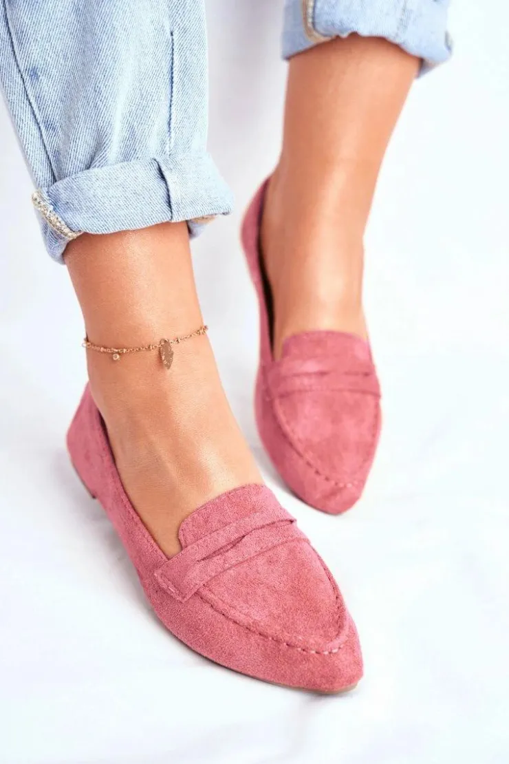 Outlet Boto Mokasyny Damskie Zamszowe CH-1M6 Różowe Laveria
