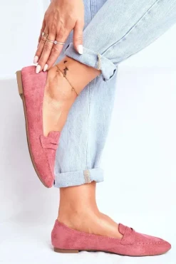 Outlet Boto Mokasyny Damskie Zamszowe CH-1M6 Różowe Laveria