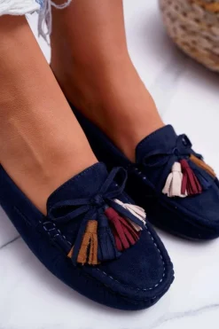 Damskie Damskie buty S.Barski Mokasyny Damskie Zamszowe Granatowe S.Barski A199 Mohabe