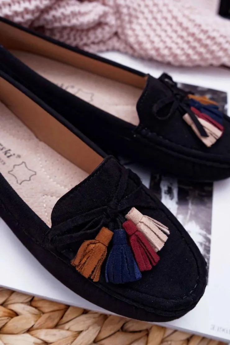 Damskie buty S.Barski Mokasyny Damskie Zamszowe*Mokasyny Damskie Zamszowe Czarne S.Barski A199 Mohabe