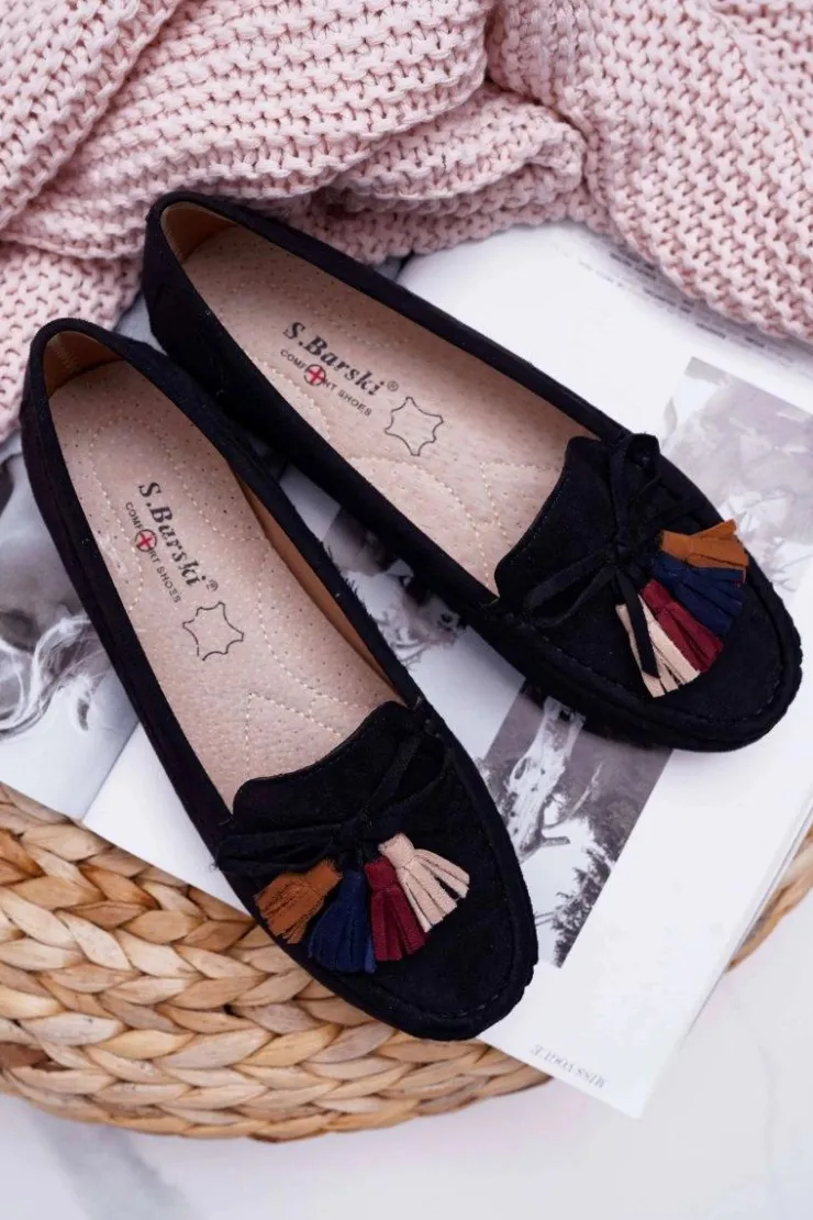 Damskie buty S.Barski Mokasyny Damskie Zamszowe*Mokasyny Damskie Zamszowe Czarne S.Barski A199 Mohabe