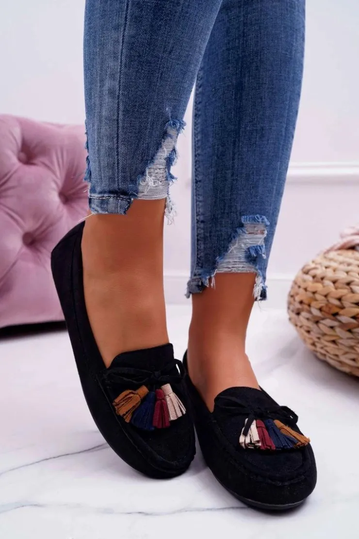 Damskie buty S.Barski Mokasyny Damskie Zamszowe*Mokasyny Damskie Zamszowe Czarne S.Barski A199 Mohabe