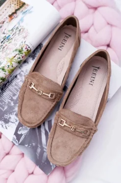 Boto Mokasyny Damskie Zamszowe*Mokasyny Damskie Zamszowe Comfort Beżowe Anzio