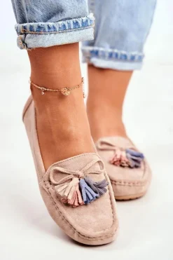 Evento Loafersy Damskie|Mokasyny Damskie Zamszowe*Mokasyny Damskie Zamszowe Modne Beżowe Donna Mia