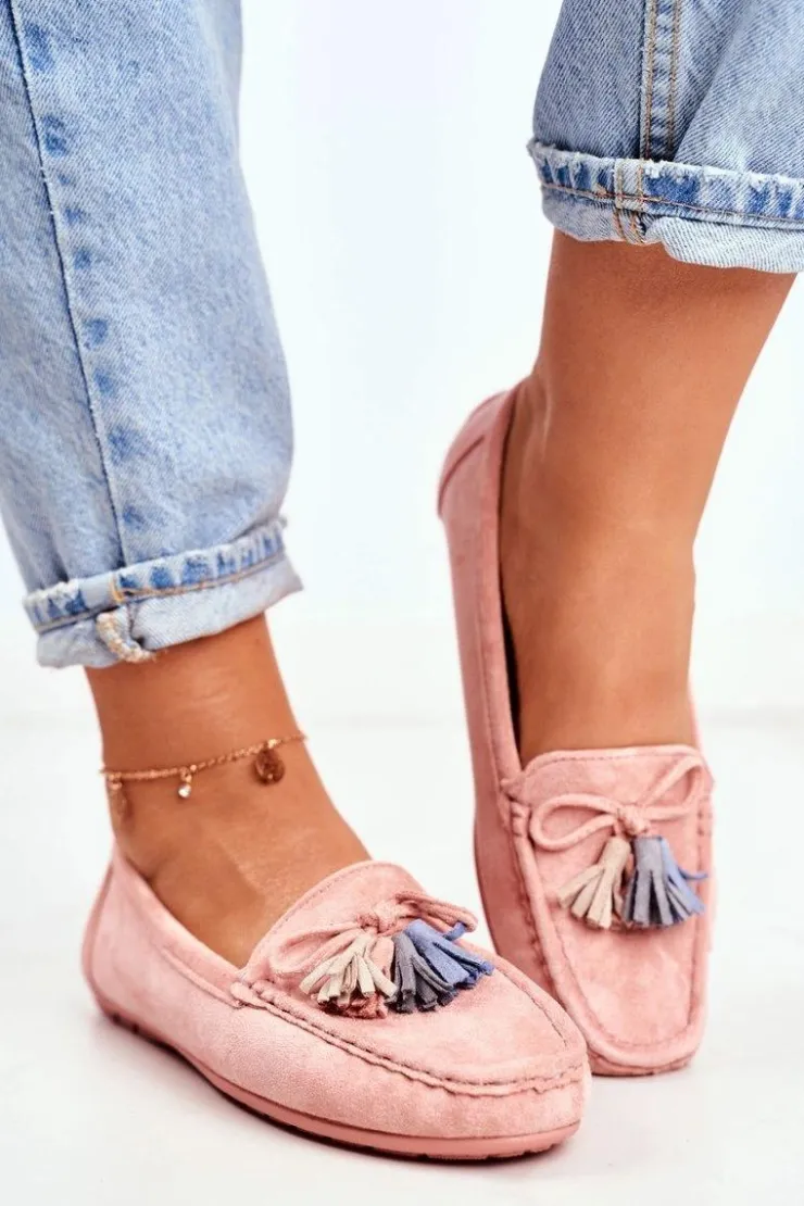 Damskie Evento Mokasyny Damskie Zamszowe Modne Różowe Donna Mia