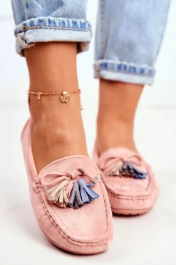 Damskie Evento Mokasyny Damskie Zamszowe Modne Różowe Donna Mia