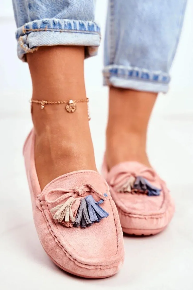 Damskie Evento Mokasyny Damskie Zamszowe Modne Różowe Donna Mia