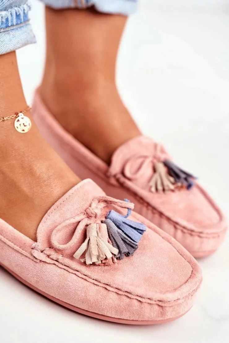 Damskie Evento Mokasyny Damskie Zamszowe Modne Różowe Donna Mia