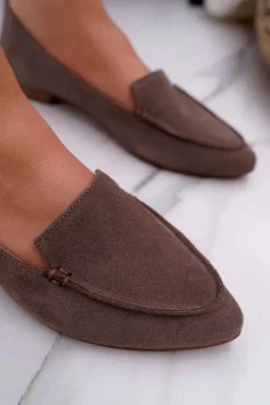 Boto Mokasyny Damskie Zamszowe*Mokasyny Damskie Zamszowe Skóra Loafery Cappuccino Homny