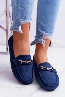 Damskie Boto Mokasyny Damskie Zamszowe Comfort Granatowe Anzio