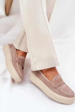 Damskie Buty damskie Vinceza Mokasyny Damskie Zamszowe Na Platformie Vinceza 79535 Beżowe