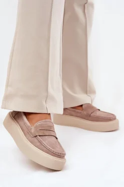 Damskie Buty damskie Vinceza Mokasyny Damskie Zamszowe Na Platformie Vinceza 79535 Beżowe