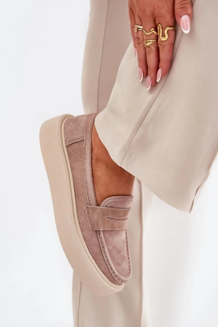 Damskie Buty damskie Vinceza Mokasyny Damskie Zamszowe Na Platformie Vinceza 79535 Beżowe