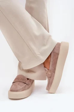 Damskie Buty damskie Vinceza Mokasyny Damskie Zamszowe Na Platformie Vinceza 79535 Beżowe