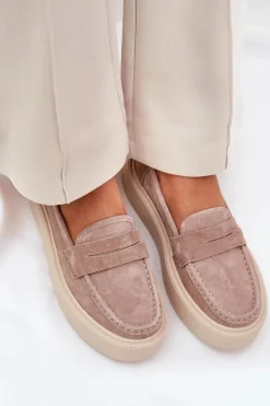 Damskie Buty damskie Vinceza Mokasyny Damskie Zamszowe Na Platformie Vinceza 79535 Beżowe