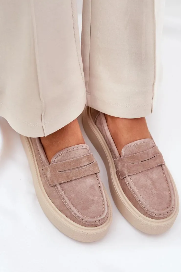 Damskie Buty damskie Vinceza Mokasyny Damskie Zamszowe Na Platformie Vinceza 79535 Beżowe