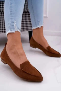 Best Boto Mokasyny Damskie Zamszowe Skóra Loafery Koniak Homny