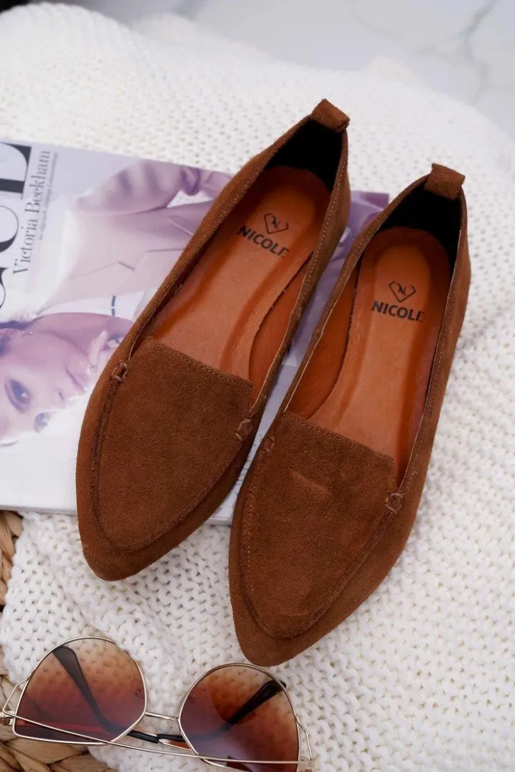 Best Boto Mokasyny Damskie Zamszowe Skóra Loafery Koniak Homny