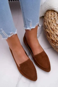 Best Boto Mokasyny Damskie Zamszowe Skóra Loafery Koniak Homny