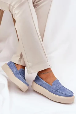 Buty damskie Vinceza Mokasyny Damskie Zamszowe*Mokasyny Damskie Zamszowe Na Platformie Vinceza 79535 Niebieskie