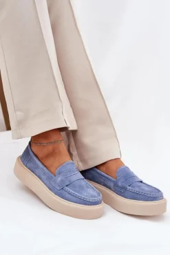 Buty damskie Vinceza Mokasyny Damskie Zamszowe*Mokasyny Damskie Zamszowe Na Platformie Vinceza 79535 Niebieskie
