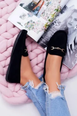 Boto Mokasyny Damskie Zamszowe*Mokasyny Damskie Zamszowe Comfort Czarne Anzio