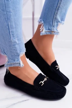 Boto Mokasyny Damskie Zamszowe*Mokasyny Damskie Zamszowe Comfort Czarne Anzio