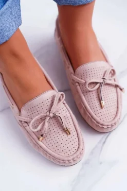 Clearance Damskie buty S.Barski Mokasyny Damskie Zamszowe Beżowe Grella