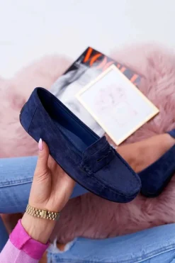 Boto Mokasyny Damskie Zamszowe*Mokasyny Damskie Zamszowe Granatowe Merlonte