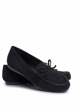Damskie Boto Mokasyny Damskie Zamszowe Czarne Velucci