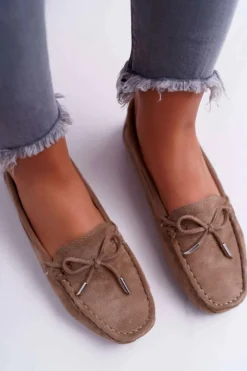 Damskie Boto Mokasyny Damskie Zamszowe Komfortowe Khaki Buggy